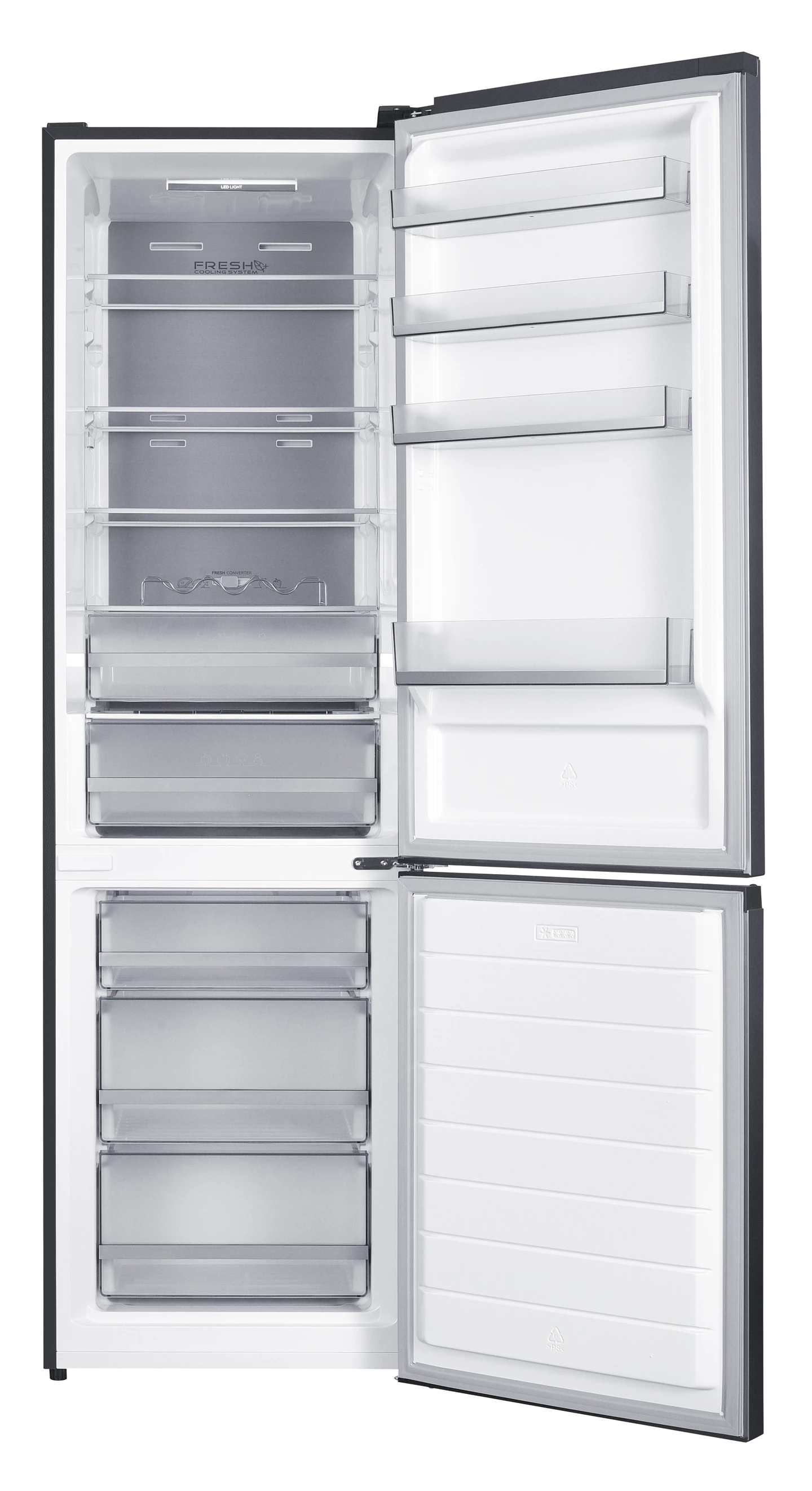 Réfrigérateur combiné 377 L, Inox