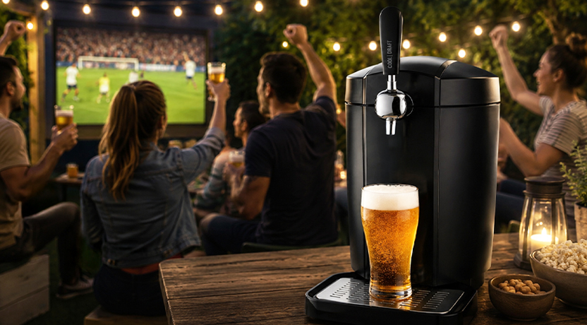 Trisa Electronics beer cooler at a summer garden watch party with friends